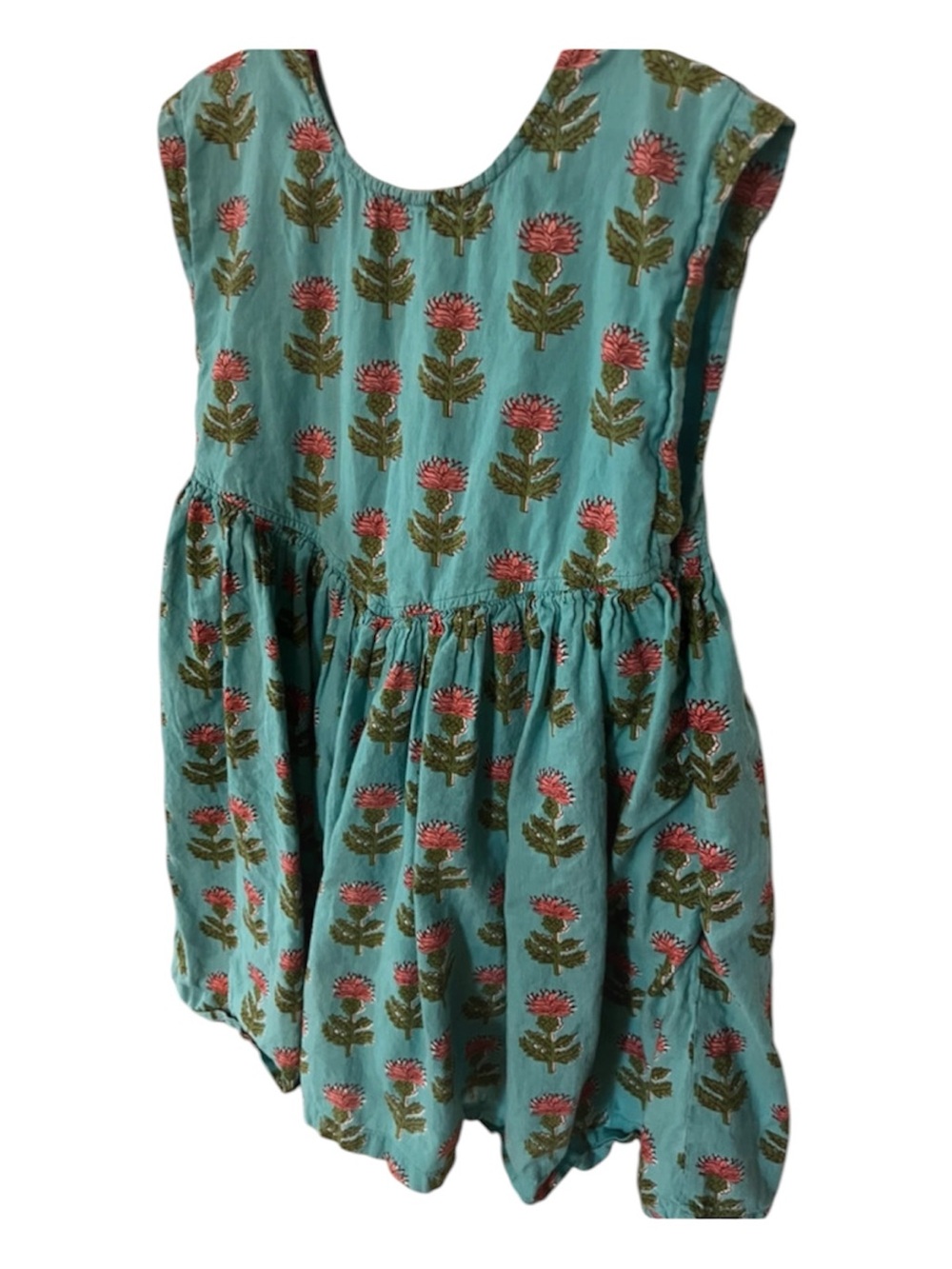 Pink Chicken Girls Floral Dress Size 8Y Blue Pink Bow Cotton